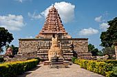 The great Chola temples of Tamil Nadu - The Brihadisvara temple of Gangaikondacholapuram. The large Nandi positioned to the east of the main temple.  